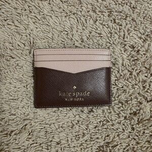 Kate Spade Blush Pink and Chocolate Brown Card Holder